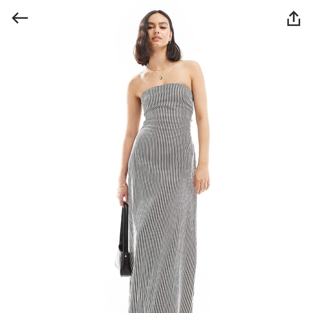 Pretty Lavish via ASOS striped bandeau midaxi dress in black and white